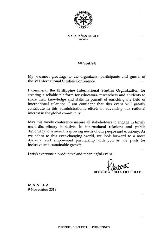 Message of President Rodrigo Roa Duterte for the 3rd International Studies Conference_Page_2_Image_0001